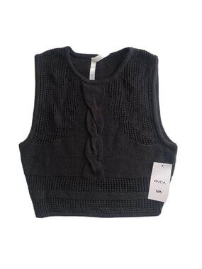 RVCA Number One Cable Knit Crop Sweater Sleeveless Size S M L